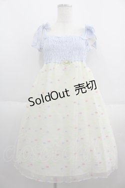 画像1: Emily Temple cute / カラフルドットジャンパースカート  サックスＸアイボリー I-25-06-08-087-ET-OP-HD-ZI