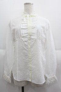 Emily Temple cute / 立ち襟フリルリボンタイ長袖ブラウス M 白 I-25-06-08-010-ET-BL-HD-ZI