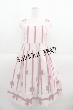 画像1: Shirley Temple / リボンプリントジャンパースカート 160CM ピンク I-25-06-08-095-ET-OP-HD-ZI