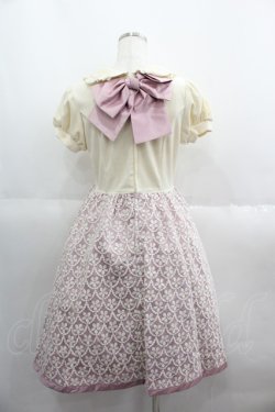 画像2: Shirley Temple / ベルベット切替レース刺繍ワンピース 160CM アイボリーＸピンク I-25-06-08-097-ET-OP-HD-ZI
