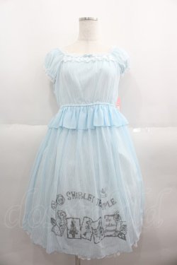 画像1: Shirley Temple / トランプストライプ半袖ワンピース 160CM サックスＸ白 I-25-06-08-098-ET-OP-HD-ZI