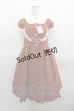 画像1: Shirley Temple / リボンツイード半袖ワンピース 160CM ブラウン I-25-06-08-099-ET-OP-HD-ZI