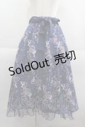 axes femme / アイスローズ柄スカート  紺 I-25-06-08-113-AX-SK-HD-ZI