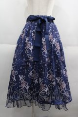 axes femme / アイスローズ柄スカート  紺 I-25-06-08-113-AX-SK-HD-ZI