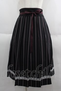 画像1: axes femme / ストライププリーツミディスカート  黒Ｘボルドー I-25-06-08-114-AX-SK-HD-ZI