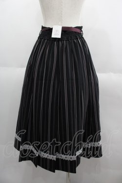 画像2: axes femme / ストライププリーツミディスカート  黒Ｘボルドー I-25-06-08-114-AX-SK-HD-ZI