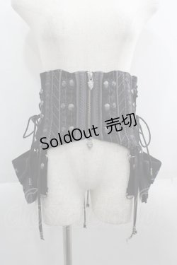 画像1: Ozz oneste / 薔薇刺繍ポーチ付きコルセット  ブラック I-25-06-08-124-OO-ZA-HD-ZI