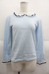 Shirley Temple / シフォンテープカットソー 160CM サックスＸ白 I-25-06-08-025-ET-TO-HD-ZI