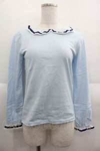 Shirley Temple / シフォンテープカットソー 160CM サックスＸ白 I-25-06-08-025-ET-TO-HD-ZI