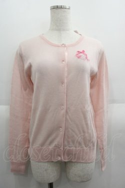 画像1: Emily Temple cute / ロゴ刺繍リボンニットカーディガン  ピンク I-25-06-08-026-ET-TO-HD-ZI