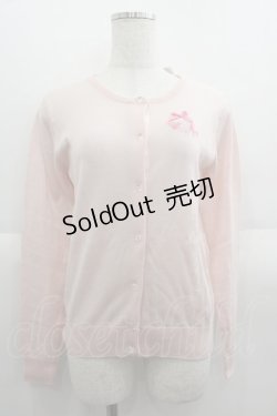 画像1: Emily Temple cute / ロゴ刺繍リボンニットカーディガン  ピンク I-25-06-08-026-ET-TO-HD-ZI