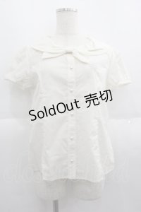 Emily Temple cute / ロゴハート刺繍半袖ブラウス M 生成り I-25-06-08-004-ET-BL-HD-ZI