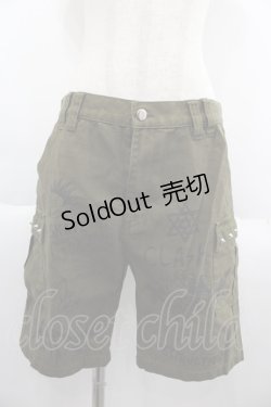 画像1: HELL CAT PUNKS / ラクガキ風ハーフカーゴパンツ S カーキ I-25-06-11-057-PU-PA-HD-ZI