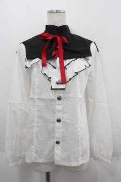 画像1: ALGONQUINS / リボン&付衿ピューリタンカラーヨークフリルコロニアルブラウス  オフシロ I-25-06-11-006-AL-BL-HD-ZI