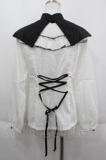 画像2: ALGONQUINS / リボン&付衿ピューリタンカラーヨークフリルコロニアルブラウス  オフシロ I-25-06-11-006-AL-BL-HD-ZI (2)