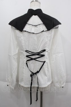画像2: ALGONQUINS / リボン&付衿ピューリタンカラーヨークフリルコロニアルブラウス  オフシロ I-25-06-11-006-AL-BL-HD-ZI