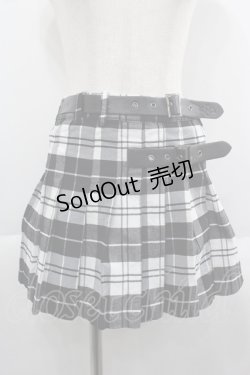 画像1: DimMoire / ベルトプリーツミニスカート  黒Ｘ白 I-25-06-11-069-LO-SK-HD-ZI