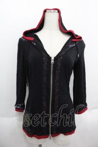 Ozz oneste / 金魚pt&紫陽花刺繍パーカー  ブラック I-25-06-11-074-OO-TO-HD-ZI