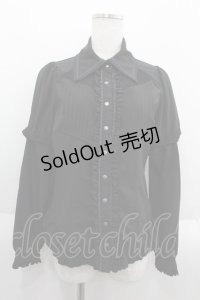 Ozz oneste / 2wayフリルブラウス  ブラック I-25-06-11-076-OO-BL-HD-ZI