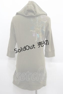 画像2: Ozz oneste / 蓮ptワッフル生地半袖ジップアップパーカー  オリーブ I-25-06-11-077-OO-TO-HD-ZI