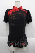 Ozz oneste / レース袖チャイナトップス  ブラック I-25-06-11-078-OO-TO-HD-ZI