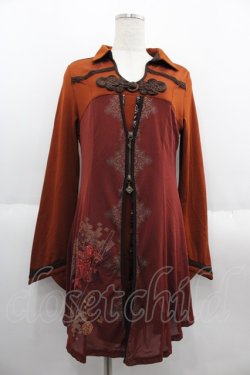 画像1: Ozz oneste / 彼岸刀刺繍チュニック  オレンジ I-25-06-11-079-OO-TO-HD-ZI