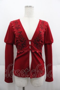 画像1: Ozz oneste / 薔薇刺繍2WAYボレロ  レッド I-25-06-11-082-OO-TO-HD-ZI