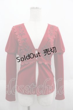 画像1: Ozz oneste / 薔薇刺繍2WAYボレロ  レッド I-25-06-11-082-OO-TO-HD-ZI