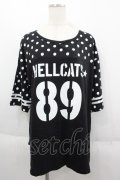 HELL CAT PUNKS / フットボールビッグTシャツ  ブラックドット I-25-06-11-009-PU-TS-HD-ZI