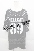 HELL CAT PUNKS / フットボールビッグTシャツ  ブラックドット I-25-06-11-009-PU-TS-HD-ZI