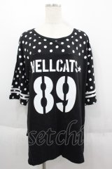 HELL CAT PUNKS / フットボールビッグTシャツ  ブラックドット I-25-06-11-009-PU-TS-HD-ZI