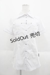 Ozz Croce / 襟クロス刺繍ポロシャツ  ホワイト I-25-06-11-086-OO-BL-HD-ZI