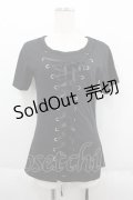 HELL CAT PUNKS / レースアップTシャツ S ブラック I-25-06-11-010-PU-TO-HD-ZI