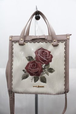画像2: axes femme / ローズ刺繍スクエアバッグ  ベージュ I-25-06-11-094-AX-BG-HD-ZI