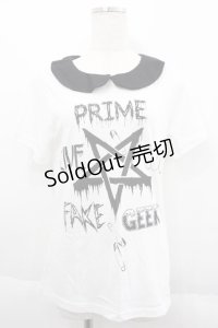 HELL CAT PUNKS / 衿付きTシャツ M ホワイト I-25-06-11-011-PU-TS-HD-ZI