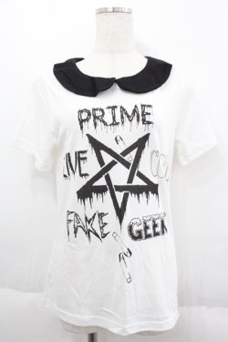 画像1: HELL CAT PUNKS / 衿付きTシャツ M ホワイト I-25-06-11-011-PU-TS-HD-ZI