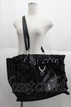 画像1: Ank Rouge / 確定ファンサのおまじないツイードBag  黒Ｘ白 I-25-06-11-103-CA-BG-HD-ZI