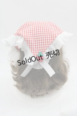 画像3: LOLITAその他(お買取対象外) / ギンガムチェックプリーツフリルバブーシュカ風カチューシャ  赤チェックＸ白 I-25-06-11-111-LO-AC-HD-ZI