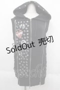 HELL CAT PUNKS / ノースリーブパーカー  ブラック I-25-06-11-013-PU-TO-HD-ZI