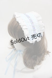 LOLITAその他(お買取対象外) / ギンガムチェックフラワーレースヘッドドレス  白Ｘサックス I-25-06-11-116-LO-AC-HD-ZI