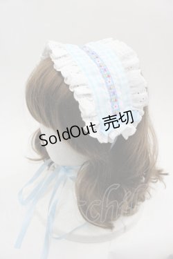 画像1: LOLITAその他(お買取対象外) / ギンガムチェックフラワーレースヘッドドレス  白Ｘサックス I-25-06-11-116-LO-AC-HD-ZI