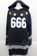 HELL CAT PUNKS / 666ロングプルパーカー  ネイビー I-25-06-11-017-PU-TO-HD-ZI