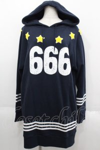 HELL CAT PUNKS / 666ロングプルパーカー  ネイビー I-25-06-11-017-PU-TO-HD-ZI