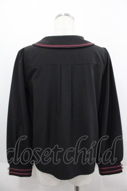 画像2: axes femme / 刺繍入りタイ付ブラウス  黒Ｘボルドー I-25-06-11-002-AX-BL-HD-ZI