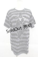 KREEP SVILLE666 / Mr Reaper Striped T-shirt M グレー×ブラック I-25-06-11-019-PU-TS-HD-ZI
