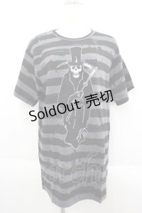 KREEP SVILLE666 / Mr Reaper Striped T-shirt M グレー×ブラック I-25-06-11-019-PU-TS-HD-ZI