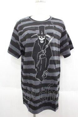 画像1: KREEP SVILLE666 / Mr Reaper Striped T-shirt M グレー×ブラック I-25-06-11-019-PU-TS-HD-ZI