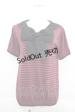 画像1: ALGONQUINS / リボン付セーラーカラースイートプルオーバー  アカクロボーダー I-25-06-11-020-AL-TO-HD-ZI