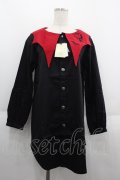 ALGONQUINS / コウモリ刺繍カラーオーバーブラウスワンピース  クロ×アカ I-25-06-11-044-AL-BL-HD-ZI
