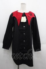 ALGONQUINS / コウモリ刺繍カラーオーバーブラウスワンピース  クロ×アカ I-25-06-11-044-AL-BL-HD-ZI
